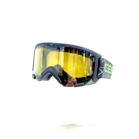 Cébé Kinder Skibrille Schneebrille Bionic, matt schwarz lime, Größe S