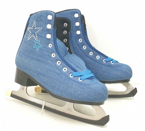 Spokey Schlittschuhe Vogue Figur Eislaufen, blau mit Muster, Größe 37 EUR